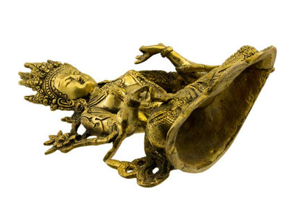 Statue Bouddhiste Tara Blanche En Laiton – Artisanat Du Népal