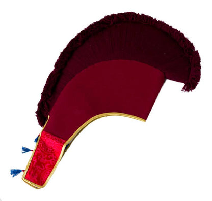 Coiffe de moine tibétain Gelug bouddhiste rouge bordeaux – art de l’Himalaya