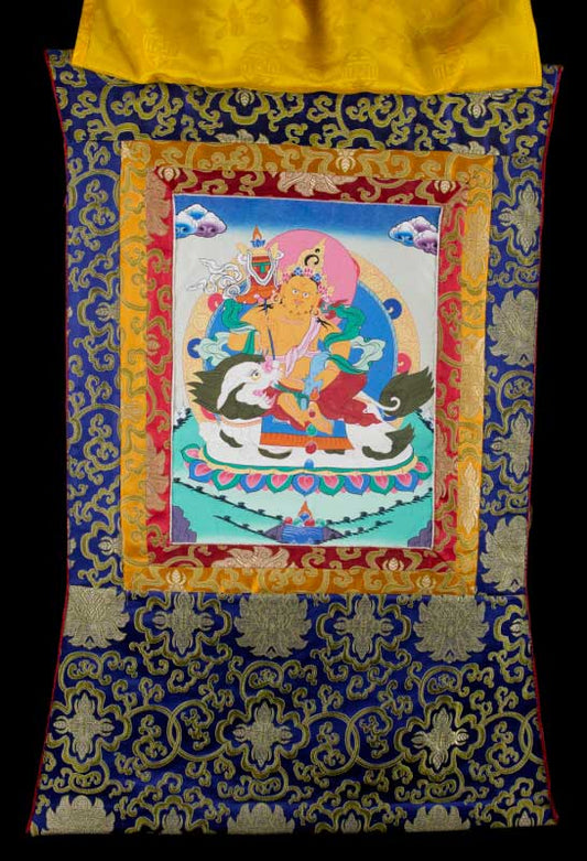 Thangka Tibétain Jambhala Kubera – Dieu De La Richesse Et De La Prospérité