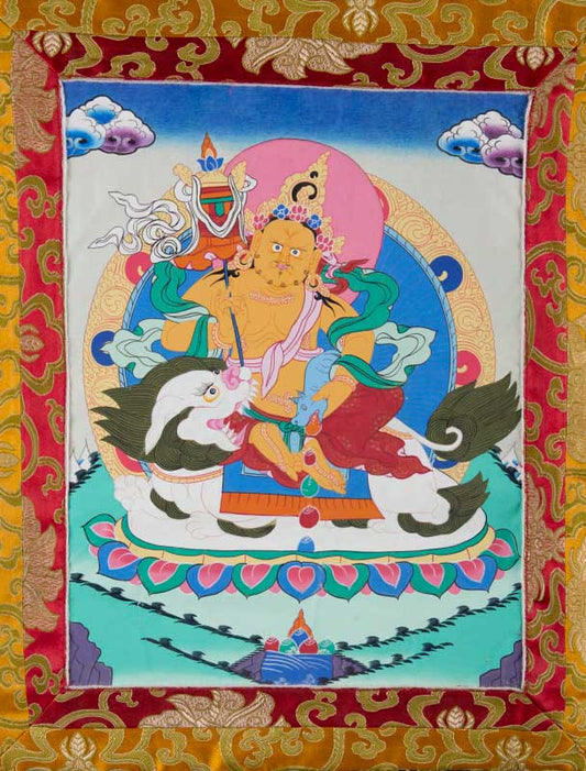 Thangka Tibétain Jambhala Kubera – Dieu De La Richesse Et De La Prospérité