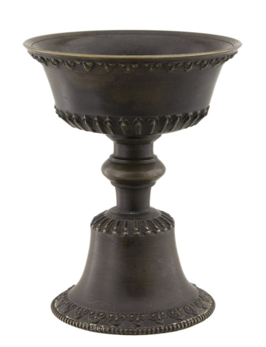 Lampe à beurre bouddhiste de monastère en bronze – Dipa pour offrande de lumière