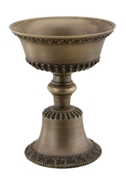 Lampe à beurre bouddhiste de monastère en bronze – Dipa pour offrande de lumière