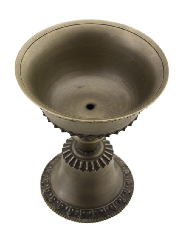 Lampe à beurre bouddhiste de monastère en bronze – Dipa pour offrande de lumière