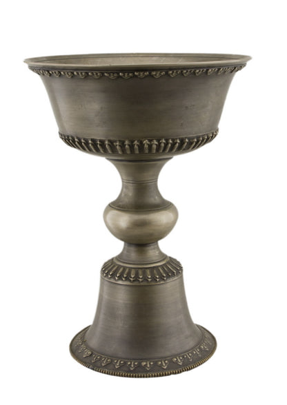 Grande lampe à beurre bouddhiste de monastère en bronze 21.5cm – Dipa pour offrande de lumière