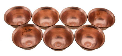 7 Bols d'Offrande Tibétains en Cuivre Ciselé Ø 9 cm – Artisanat Traditionnel du Népal