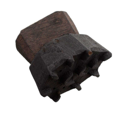 Ancien Grand Tampon À Impression Batik En Bois – Motifs Géométriques, Fleur Et Cachemire