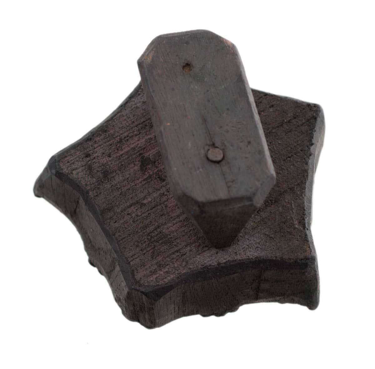 Ancien Grand Tampon À Impression Batik En Bois – Motifs Géométriques, Fleur Et Cachemire