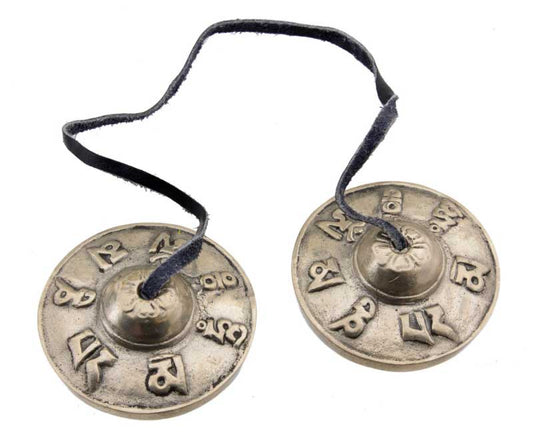 Cymbales Tingsha Tibétaines – Mantra Om Mani Padme Hum Ø 7 cm