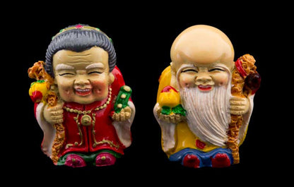 Statuette Sau Shou – Sage Chinois de la Santé, Richesse et Immortalité
