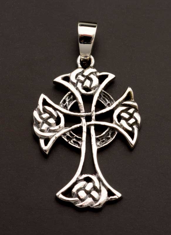 Pendentif croix celtique crucifix celte irlandais en argent massif 925