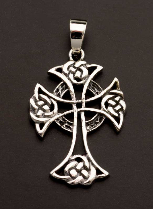 Pendentif croix celtique crucifix celte irlandais en argent massif 925