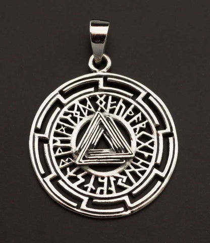 Pendentif Viking Valknut Runes en Argent 925