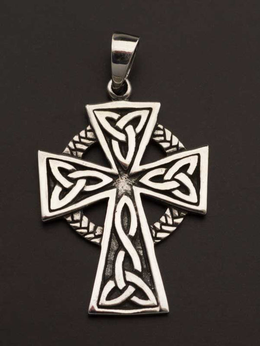 Pendentif croix celtique crucifix celte irlandais en argent massif 925
