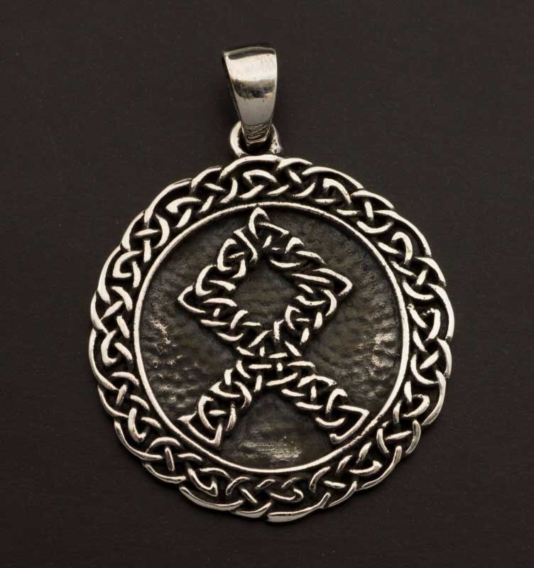 Pendentif Nordique Rune Othala Odin Pentacle Viking en Argent 925