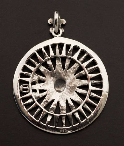 Pendentif Médaille Rose des Vents Fleur de Lys en Argent Massif 925 - Viking