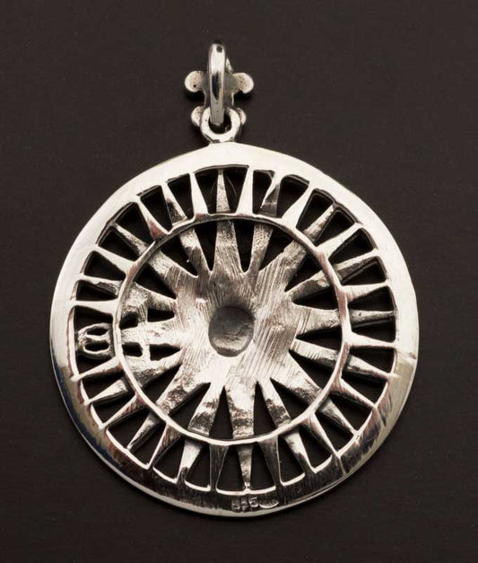 Pendentif Médaille Rose des Vents Fleur de Lys en Argent Massif 925 - Viking