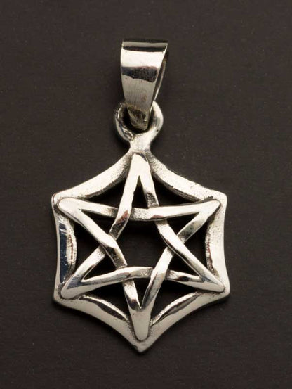 Médaille pendentif Shatkona / Étoile de David en argent massif 925 – Symbole d’équilibre spirituel