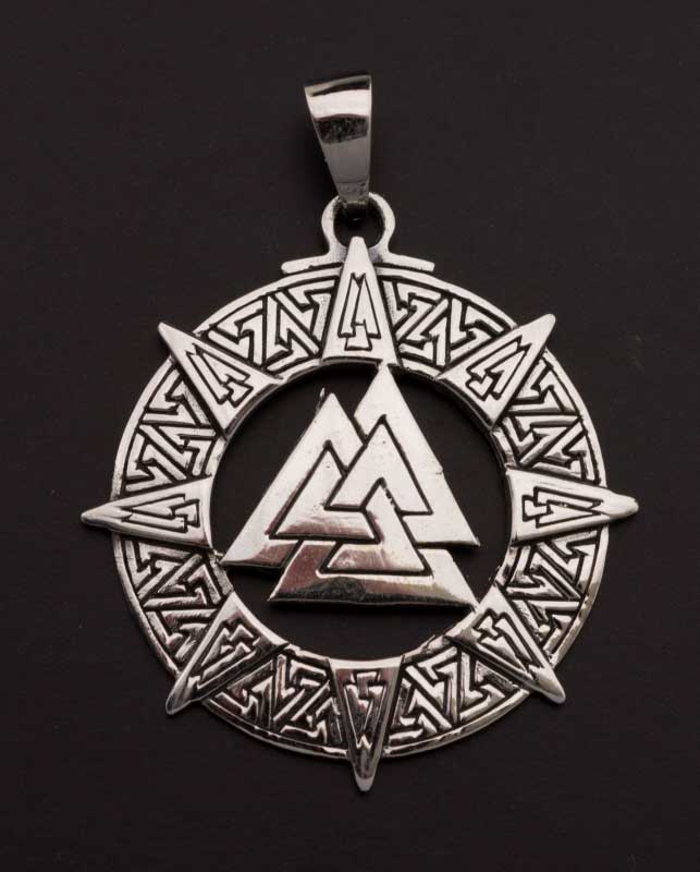Pendentif Viking Valknut en Argent Massif 925