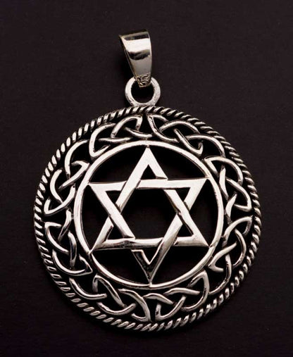 Pendentif médaille Shatkona – Étoile de David en argent massif 925