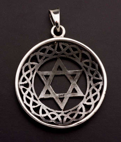 Pendentif médaille Shatkona – Étoile de David en argent massif 925
