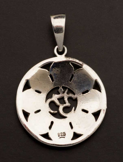 Pendentif Bouddhiste Astamangala et Om en Argent 925