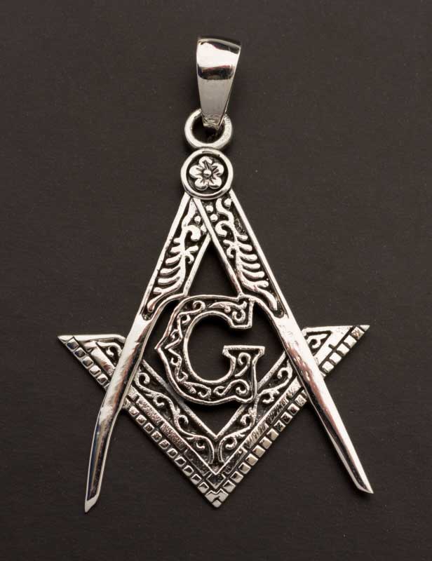 Pendentif Compas et Équerre en Argent 925 – Symbole Maçonnique Traditionnel
