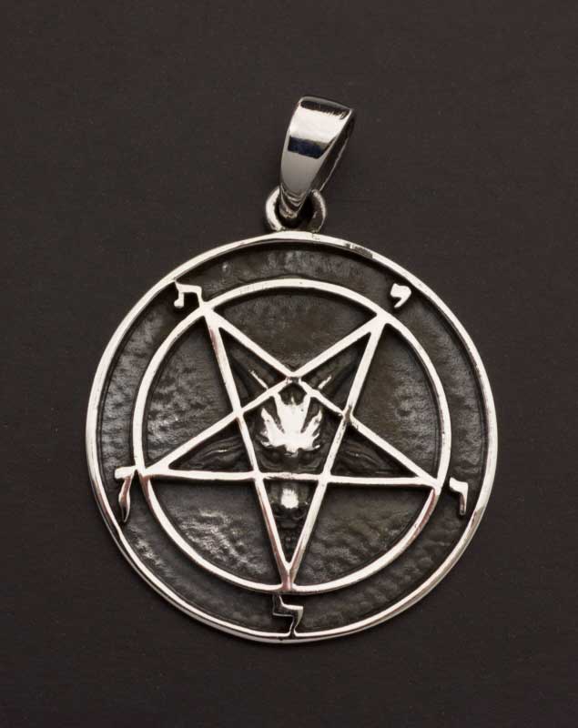 Pendentif de Lucifer pentacle inversé en argent massif 925 – Bijou ésotérique artisanal