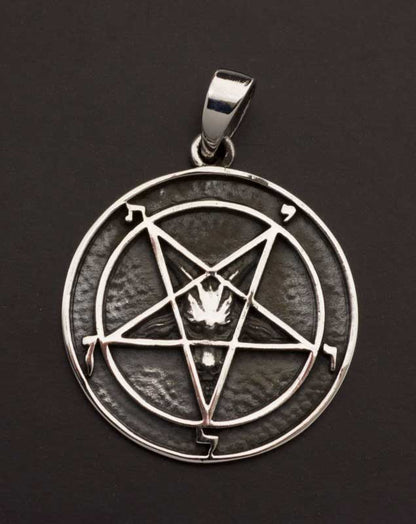 Pendentif de Lucifer pentacle inversé en argent massif 925 – Bijou ésotérique artisanal