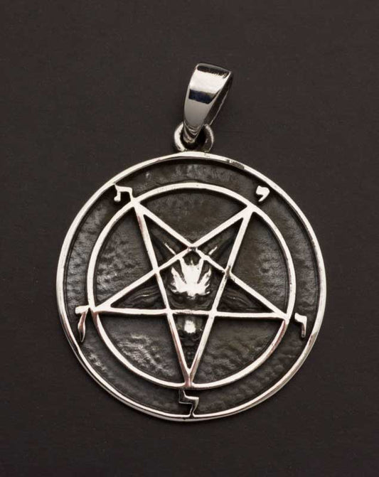 Pendentif de Lucifer pentacle inversé en argent massif 925 – Bijou ésotérique artisanal