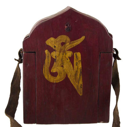 Ghau tibétain – autel votif de voyage Bouddha Médecine en bois sculpté