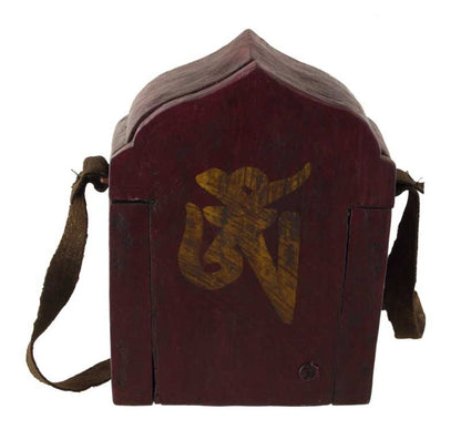 Ghau tibétain – autel votif de voyage Chenrezig en bois sculpté