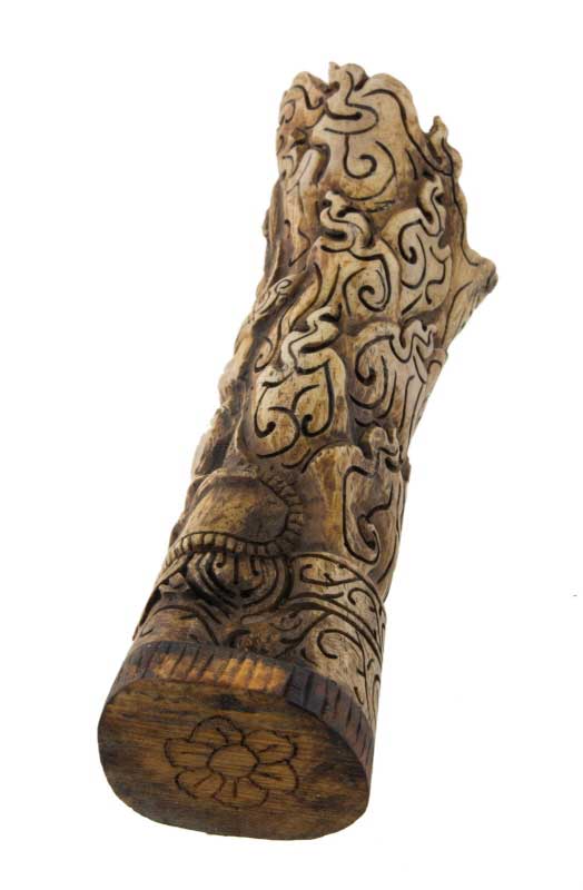 Figure Vase-Sceau Traditionnel Tibétain en Os de Bovin Sculpté