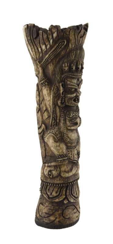 Figure Vase-Sceau Traditionnel Tibétain en Os de Bovin Sculpté