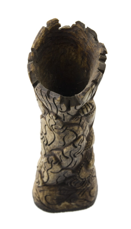 Figure Vase-Sceau Traditionnel Tibétain en Os de Bovin Sculpté