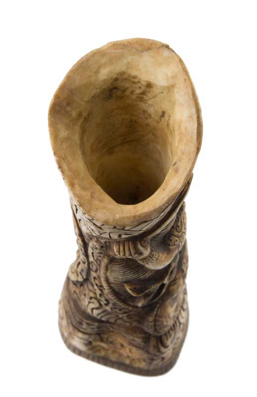 Figure Manjushree – Vase Sceau Tibétain en Os de Bovin Sculpté