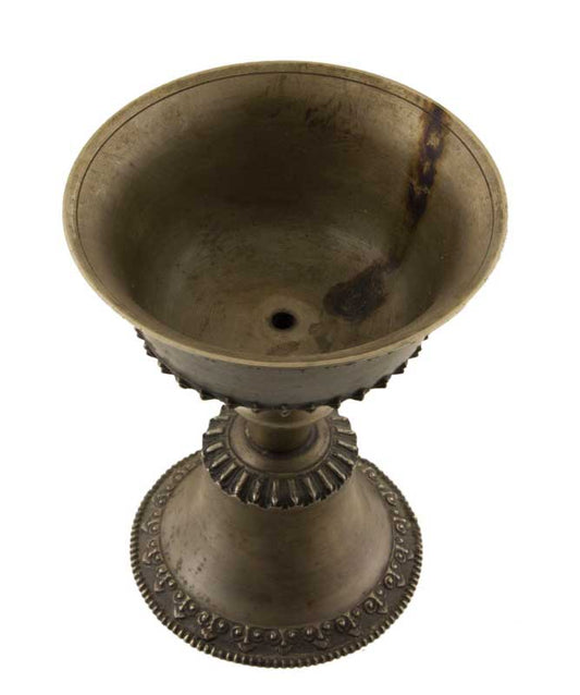 Lampe à beurre bouddhiste de monastère en bronze – Dipa pour offrande de lumière