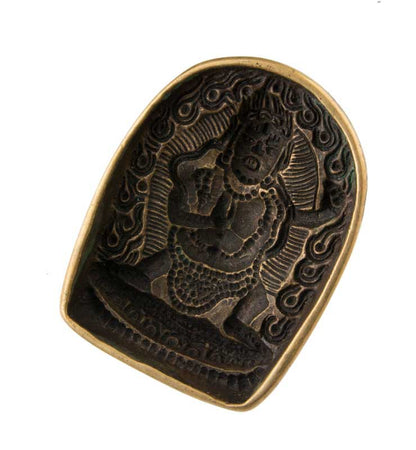 Moule À Tsa-Tsa Mahakala En Alliage De Cuivre – Objet Rituel Du Bouddhisme Tibétain