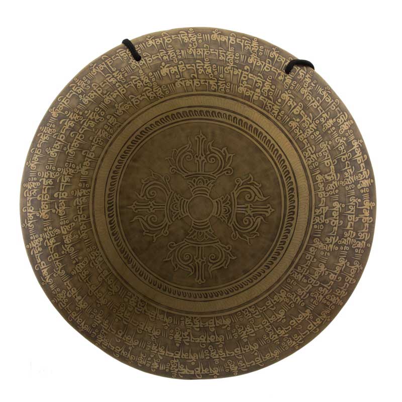 Gong Tibétain Bouddhiste Mantra et Double Vajra avec Mailloche