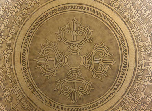 Gong Tibétain Bouddhiste Mantra et Double Vajra avec Mailloche