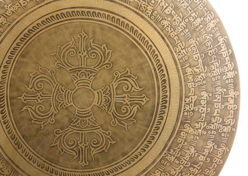 Gong Tibétain Bouddhiste Mantra et Double Vajra avec Mailloche