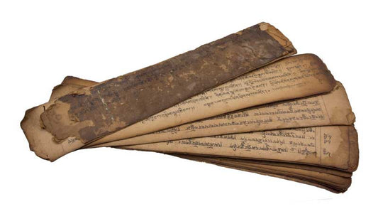 Très Ancien Livre de Prières Tibétaines Bouddhiste – Manuscrit Rare en Écriture Outchen