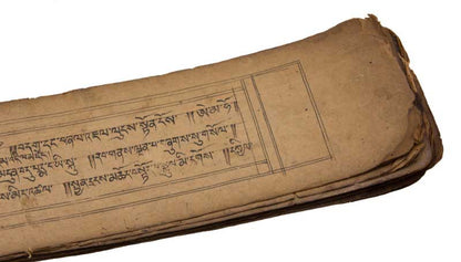Très Ancien Livre de Prières Tibétaines Bouddhiste – Manuscrit Rare en Écriture Outchen