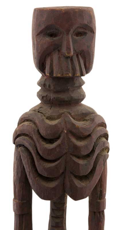 Statue Tibétaine Citipati Squelette Humain – Tête de Mort en Bois 58 cm