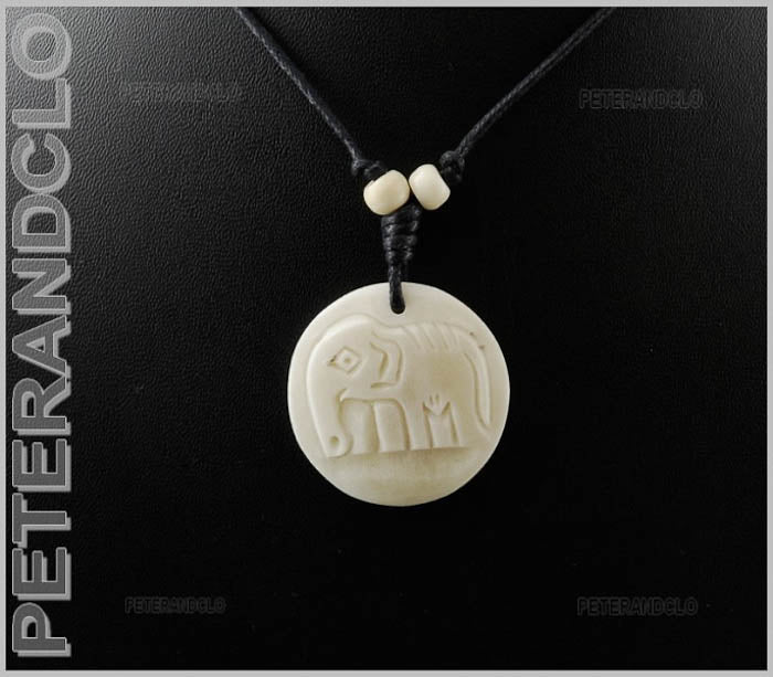 Collier Ethnique Pendentif En Corne De Yak Éléphant