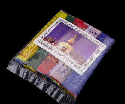 Drapeaux de Prières Tibétains Bouddhistes – Lot de 50 Drapeaux en 5 Lignes du Népal