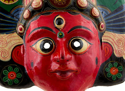 Masque Brahmayani Népalais – Masque De Danse Rituelle Du Festival Indra Jatra