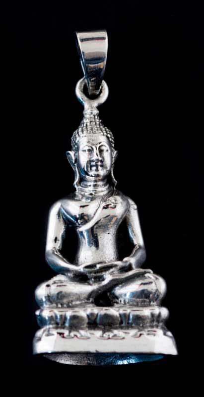 Pendentif Bouddha Amitabha Amulette Bouddhiste en Argent 925