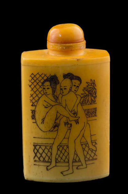 Tabatière Chinoise Kamasutra En Os de Bœuf – Flacon à Tabac à Priser Artisanal