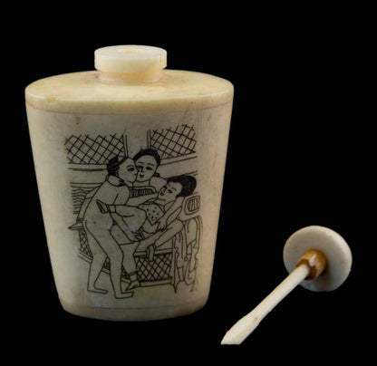 Tabatière Chinoise Kamasutra En Os de Bœuf – Flacon à Tabac à Priser Artisanal