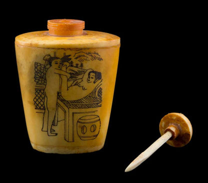 Tabatière Chinoise Kamasutra En Os de Bœuf – Flacon à Tabac à Priser Artisanal